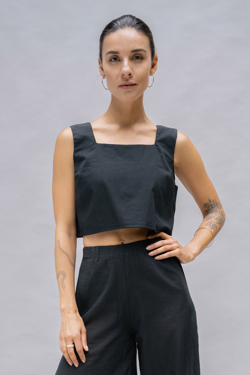 Palmira Black Top Organic Cotton – Fauna The Label