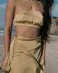 Lana Gold Wrap Skirt Viscose Satin