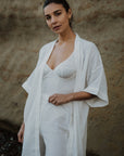 Bali White Robe (Short) Linen Cotton