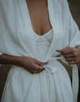 Bali White Robe (Short) Linen Cotton