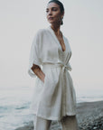 Bali White Robe (Short) Linen Cotton