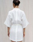 Bali White Robe (Short) Linen Cotton