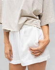 Ria White Short Linen Cotton