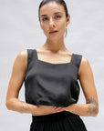 Palmira Black Top Viscose Satin