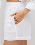 Ria White Short Linen Cotton