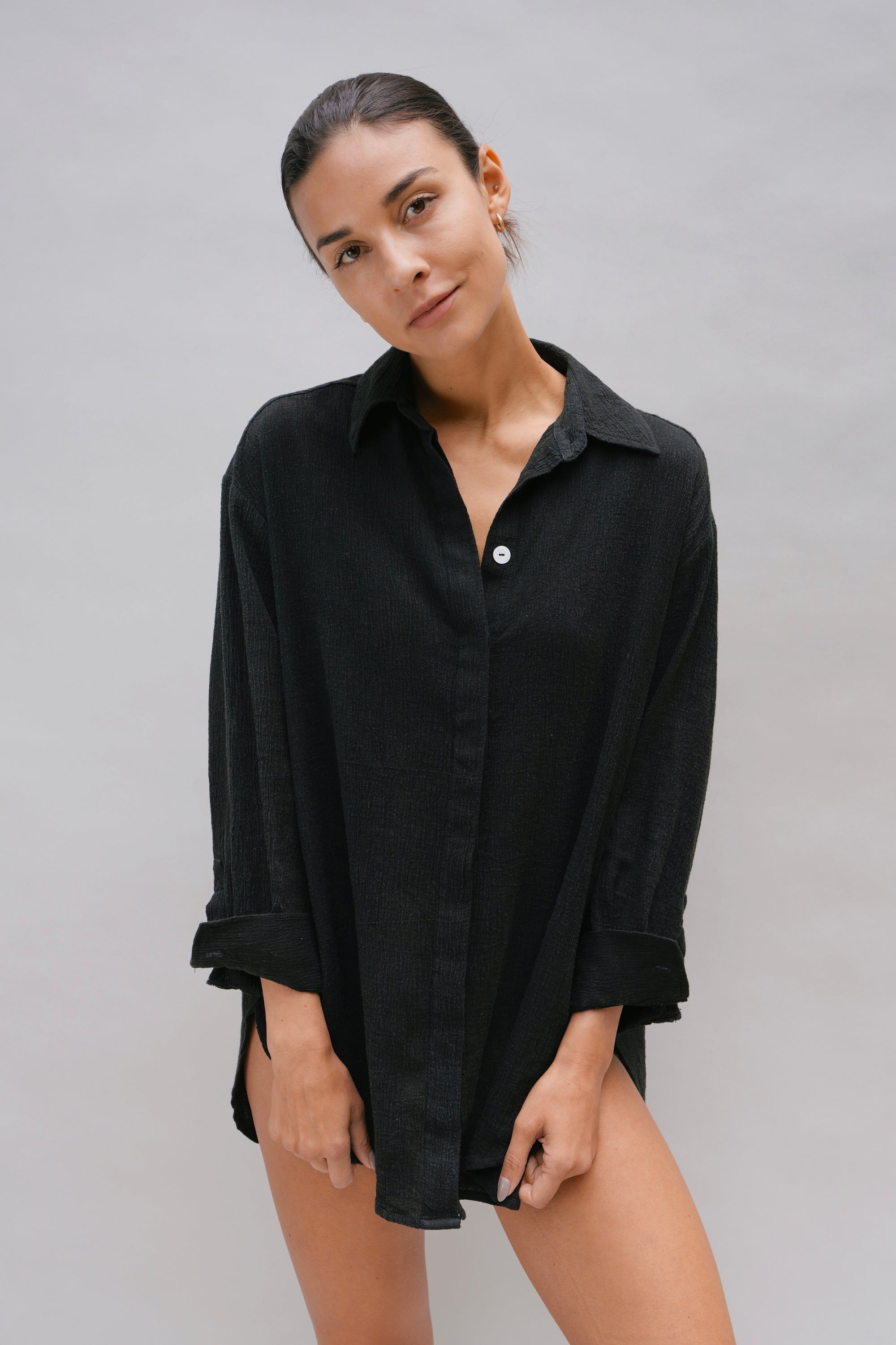 Lilo Black Shirt Linen Cotton