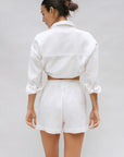 Ria White Short Linen Cotton